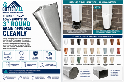3x4 to 3 inch round gutter drain adapter for underground drainage