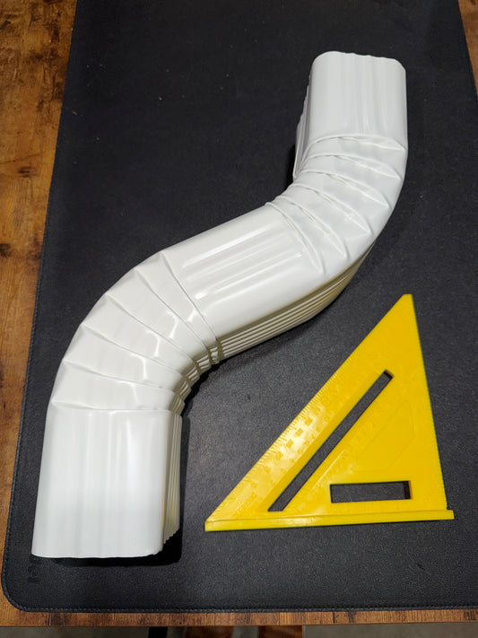 GA 3x4 inch Double A Offset 6" Aluminum Downspout Extension Professional Grade Gutter Part