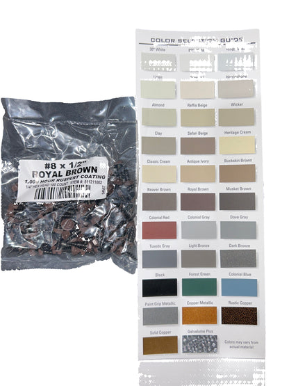 #8 x 1/2" Hex Zip Screws | Aluminum Head | 30 Colors | Damascus OR