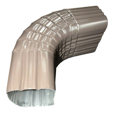 3x4 aluminum downspout elbow 75 degree Type A Style A corrugated ribbed clay brown gutter bend fitting professional grade rectangular profile high capacity drainage tight spaces deep fascia - GutterAll Damascus Oregon