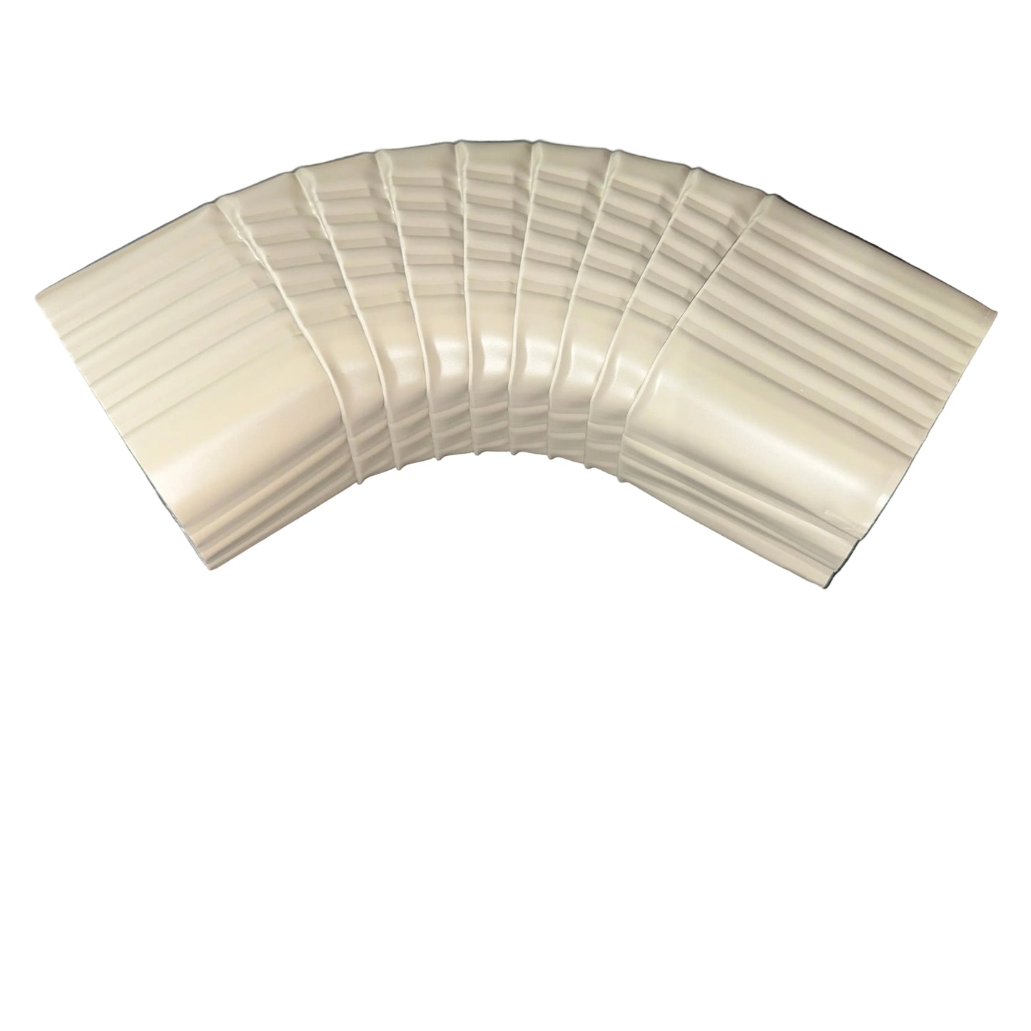 Professional 2x3 Type B downspout elbow 75-degree corrugated aluminum. Superior strength ribbed design in 25+ colors. Optimal water flow. Damascus OR contractor pricing.
