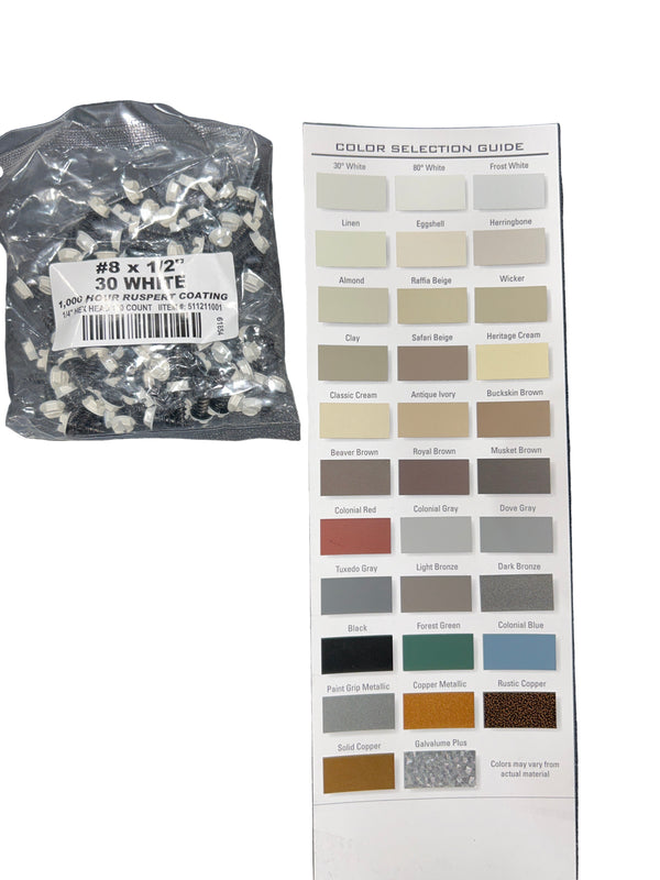 Professional #8 Hex Aluminum Zip Screws – Ruspert Coated | 25+ Color Options | Bulk