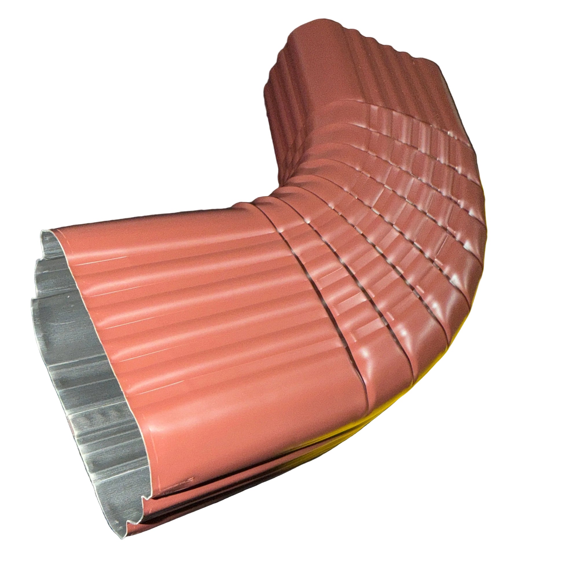 Professional 2x3 Type B downspout elbow 75-degree corrugated aluminum. Superior strength ribbed design in 25+ colors. Optimal water flow. Damascus OR contractor pricing.
