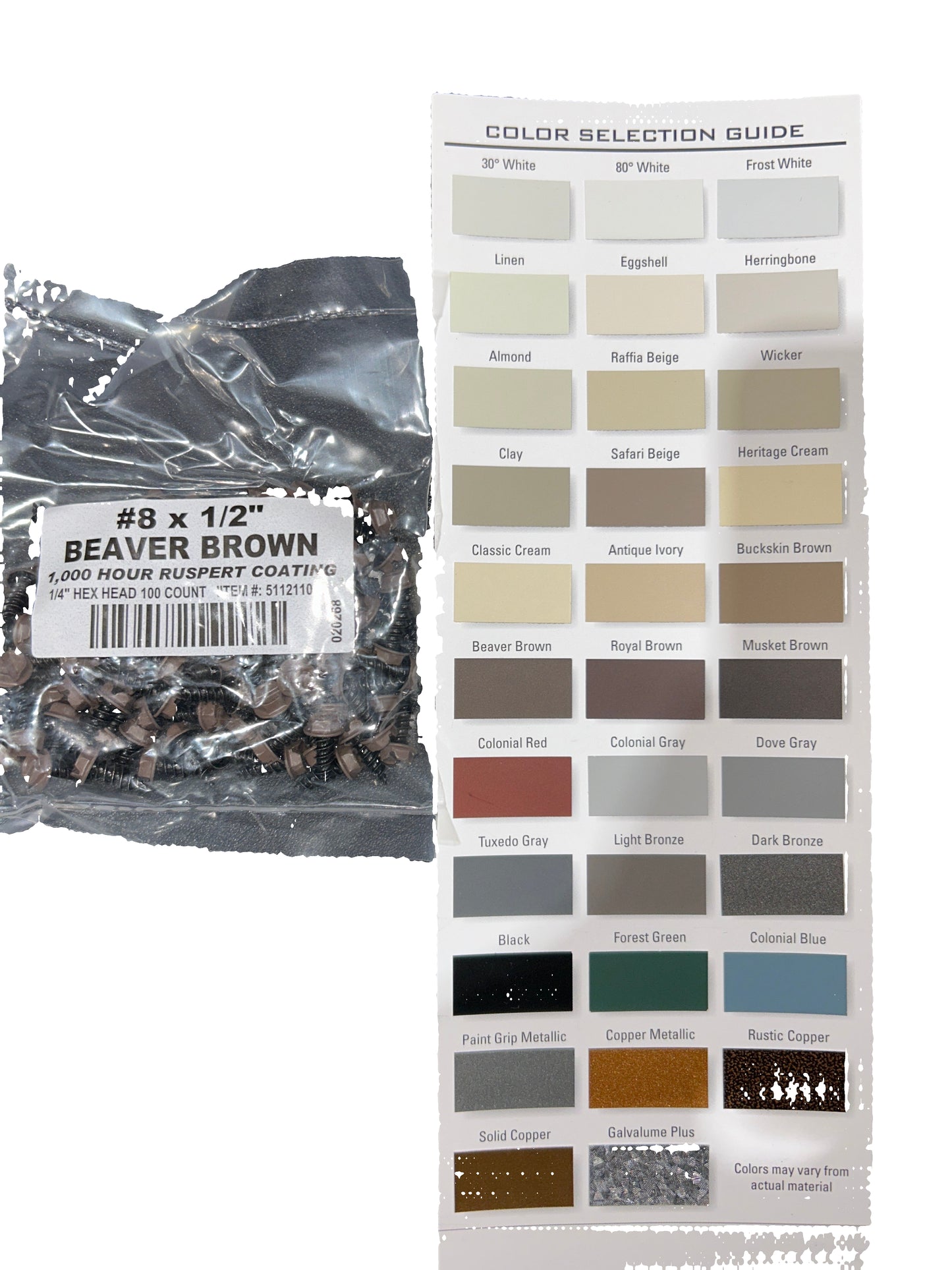 #8 x 1/2" Hex Zip Screws | Aluminum Head | 30 Colors | Damascus OR