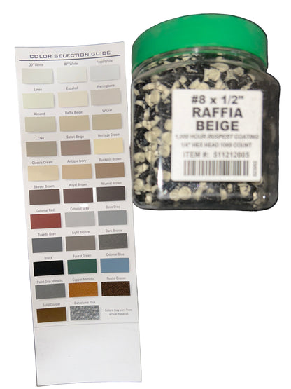 #8 x 1/2" Hex Zip Screws | Aluminum Head | 30 Colors | Damascus OR