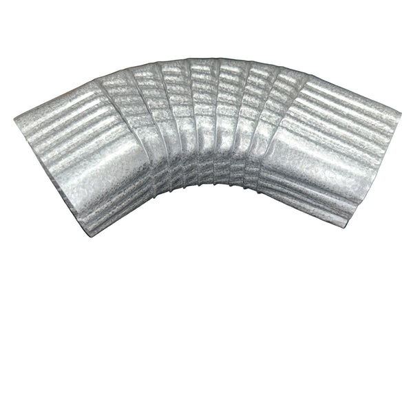 Professional 2x3 Type B downspout elbow 75-degree corrugated aluminum. Superior strength ribbed design in 25+ colors. Optimal water flow. Damascus OR contractor pricing.

