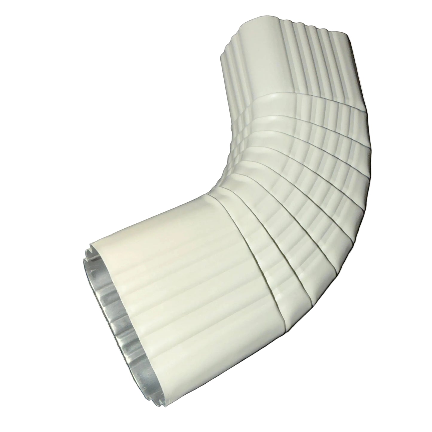 Professional 2x3 Type B downspout elbow 75-degree corrugated aluminum. Superior strength ribbed design in 25+ colors. Optimal water flow. Damascus OR contractor pricing.
