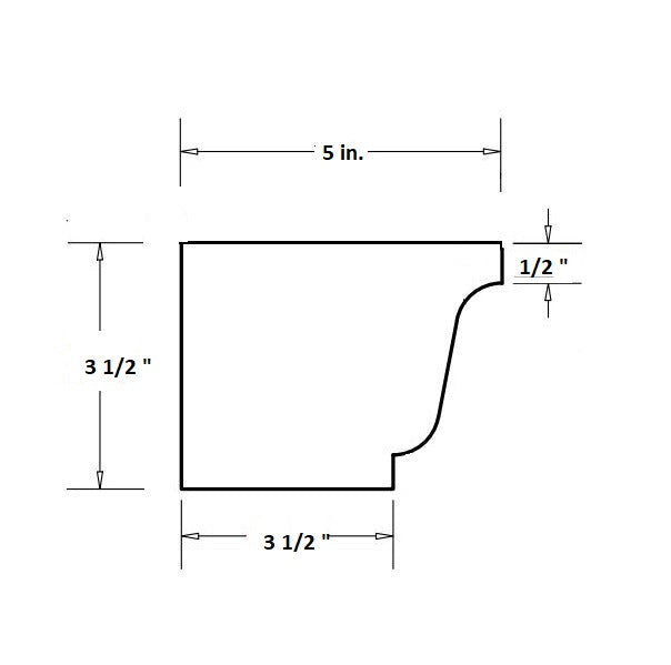 5K Style Gutter End Cap dimensions - detailed technical specifications and measurements