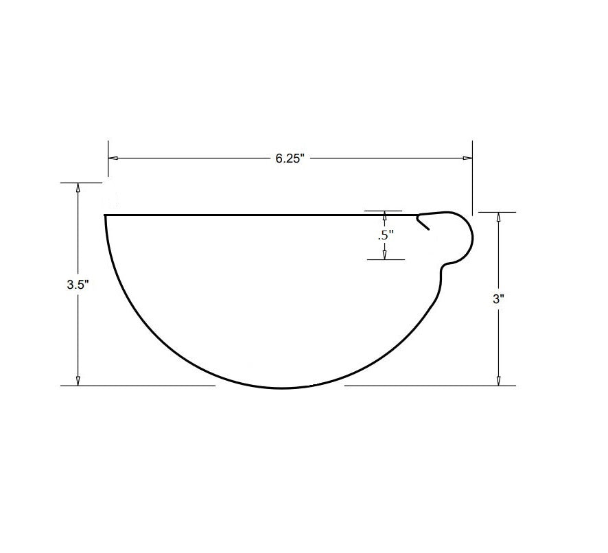 Half Round Style 6-inch End Cap specifications - detailed dimensions and installation guide