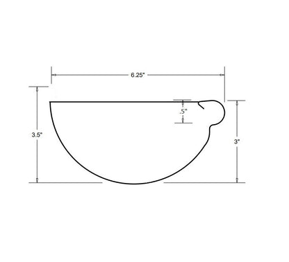 Half Round Style 6-inch End Cap specifications - detailed dimensions and installation guide