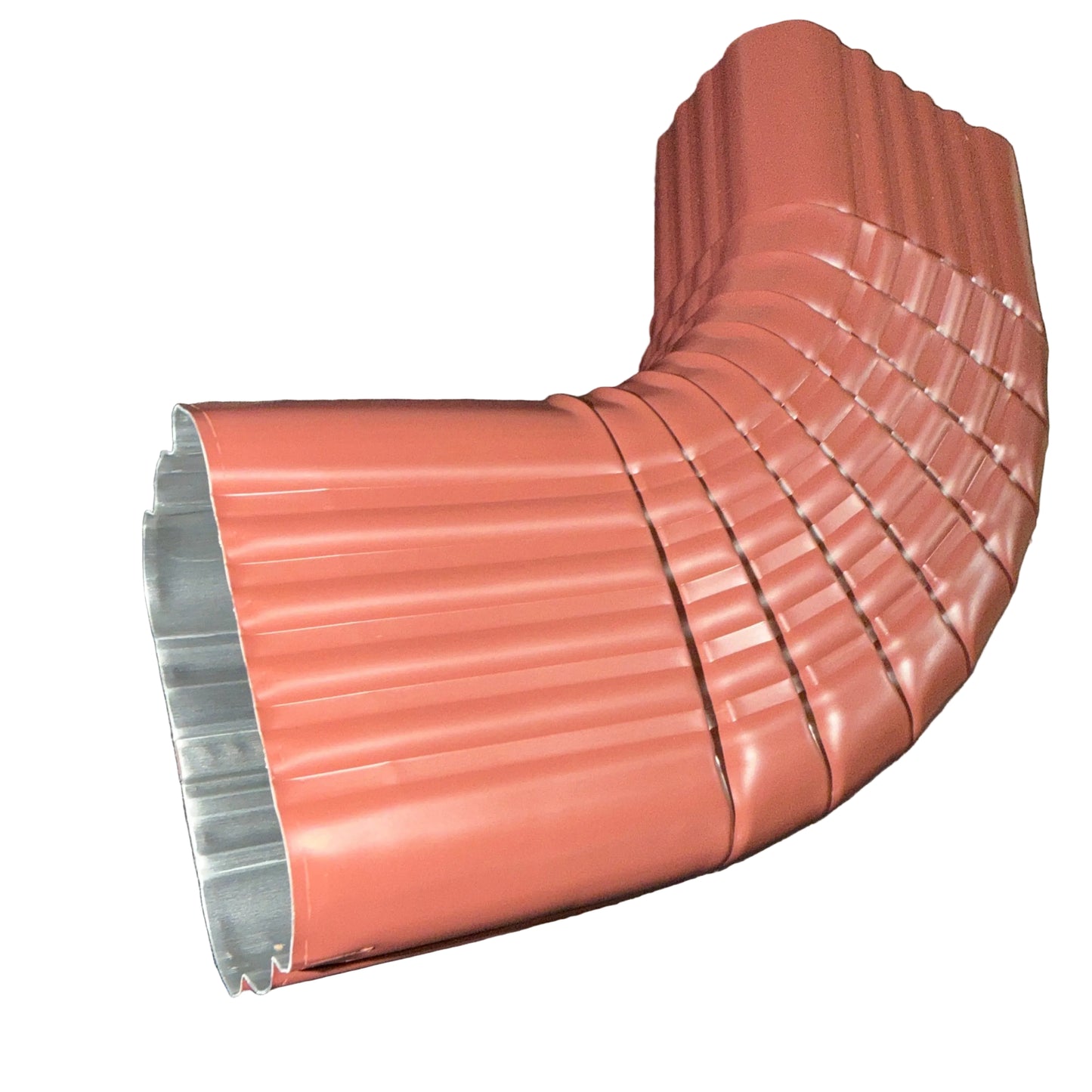 Professional 2x3 Type B downspout elbow 75-degree corrugated aluminum. Superior strength ribbed design in 25+ colors. Optimal water flow. Damascus OR contractor pricing.
