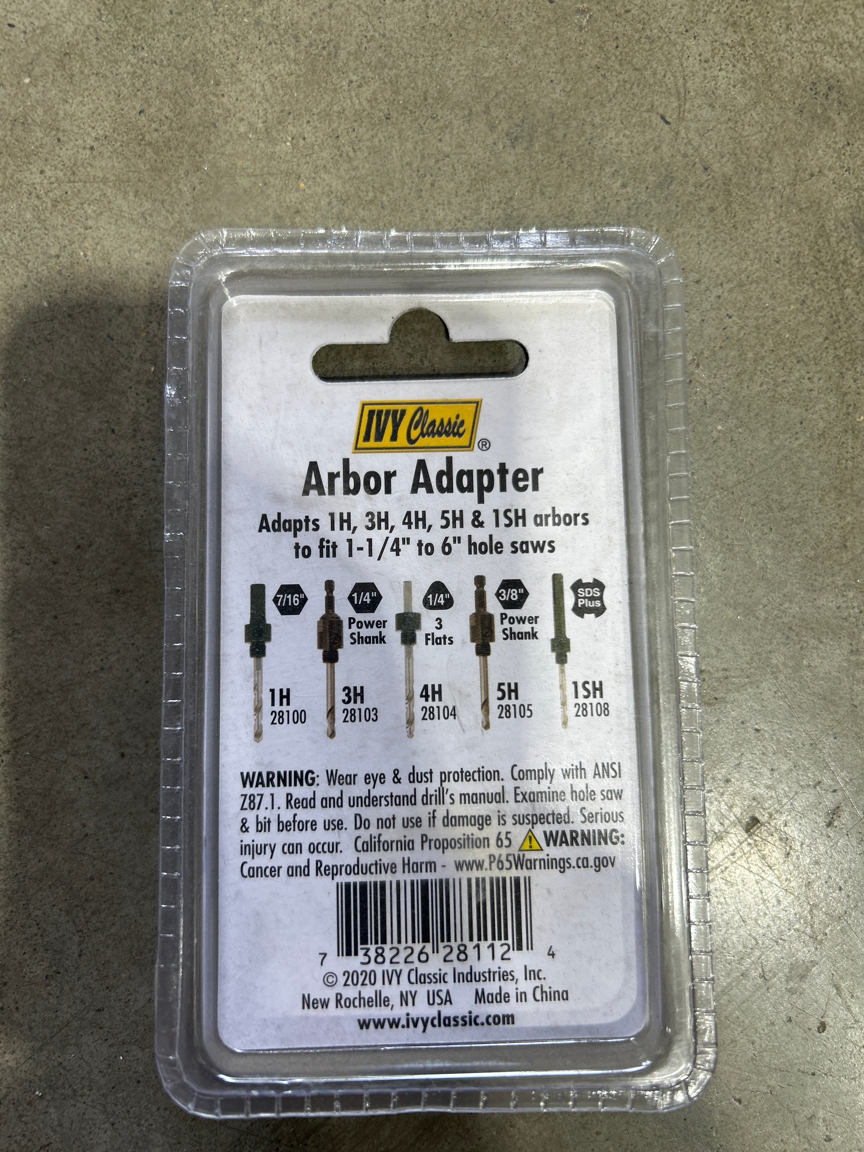 IVY Classic Arbor Adapter 1/2-20 to 5/8-18 Steel Spacer Hole Saw