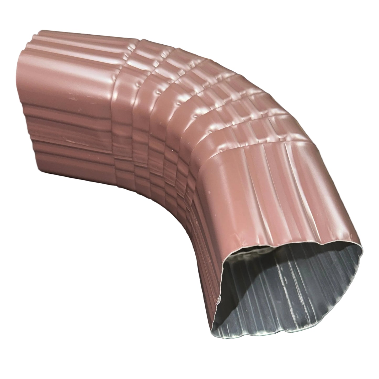 3x4 aluminum downspout elbow 75 degree Type A Style A corrugated ribbed clay brown gutter bend fitting professional grade .027 gauge rectangular profile high capacity drainage tight spaces deep fascia - GutterAll Damascus Oregon