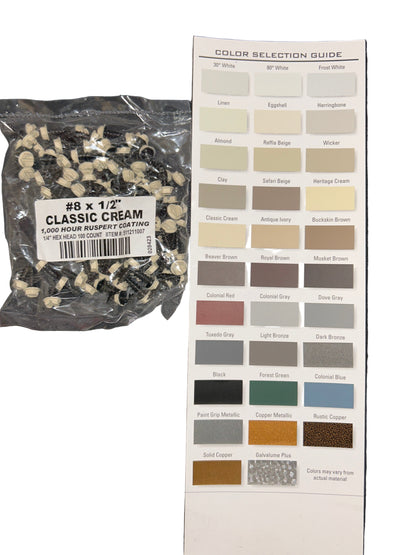 #8 x 1/2" Hex Zip Screws | Aluminum Head | 30 Colors | Damascus OR