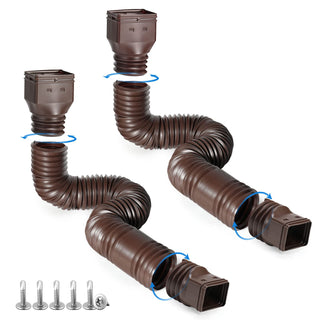 Buy brown White-2pack Rain Gutter Downspout Extensions Flexible, Drain Downspout Extender,Down Spout Drain Extender, Gutter Connector Rainwater Drainage,Extendable from 21 to 68 Inches