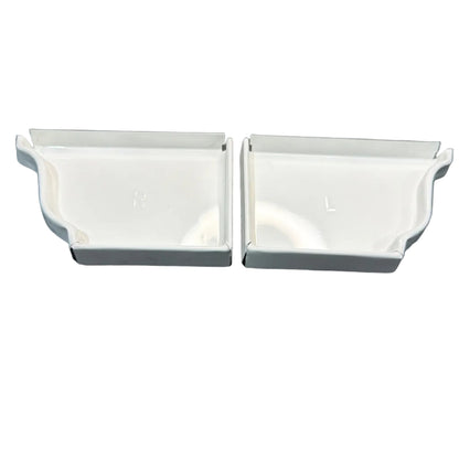 Pair of 5K aluminum gutter end caps left and right K-style ogee profile for seamless gutter systems in Damascus OR – Gutter All