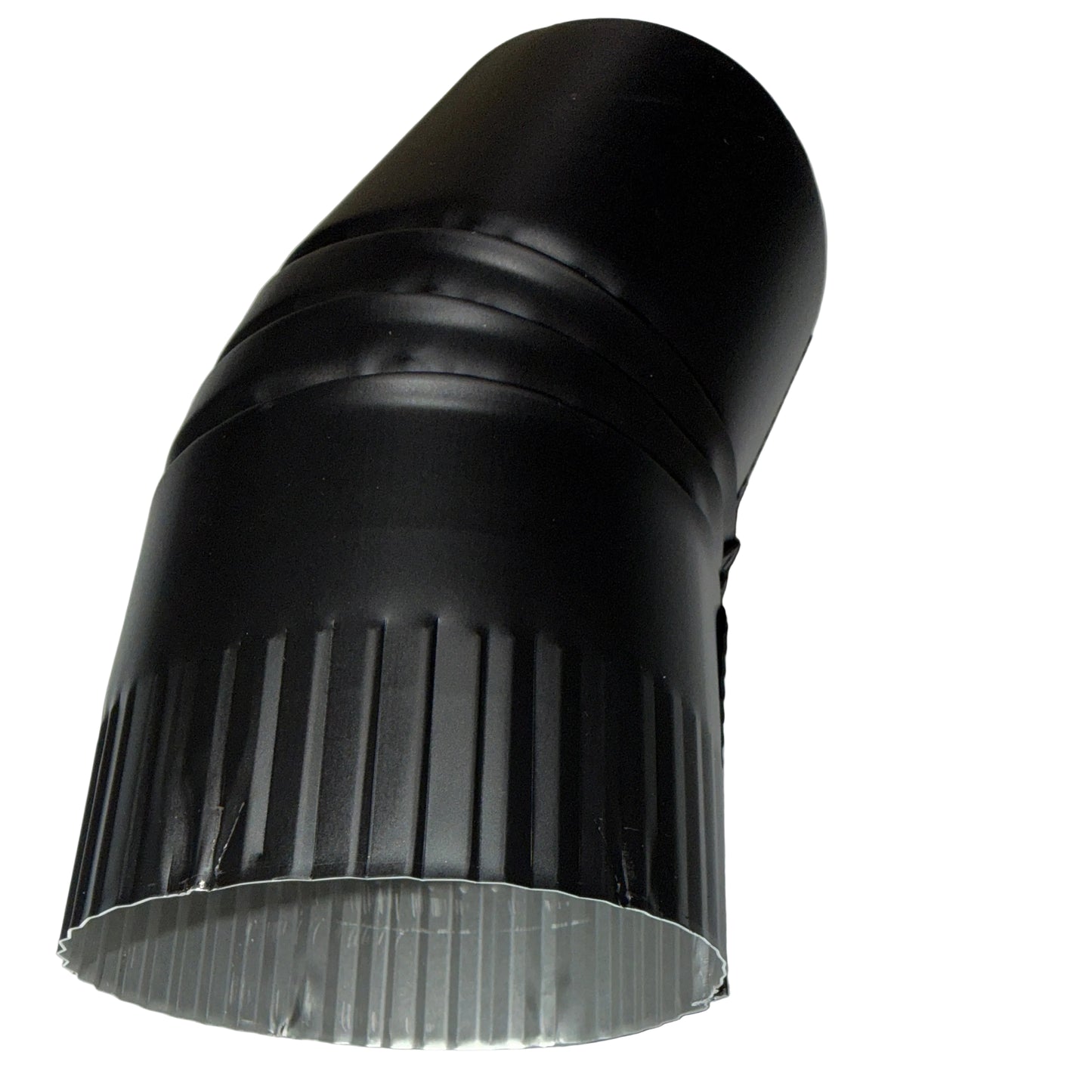 4 inch round downspout elbow 22.5 degree black aluminum smooth plain gentle angle gutter bend fitting professional water drainage direction change - GutterAll Damascus Oregon