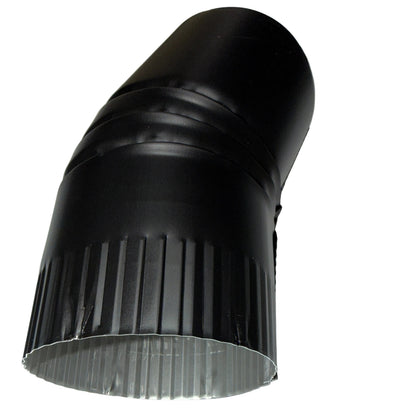 4 inch round downspout elbow 22.5 degree black aluminum smooth plain gentle angle gutter bend fitting professional water drainage direction change - GutterAll Damascus Oregon