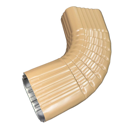 Professional 2x3 Type B downspout elbow 75-degree corrugated aluminum. Superior strength ribbed design in 25+ colors. Optimal water flow. Damascus OR contractor pricing.
