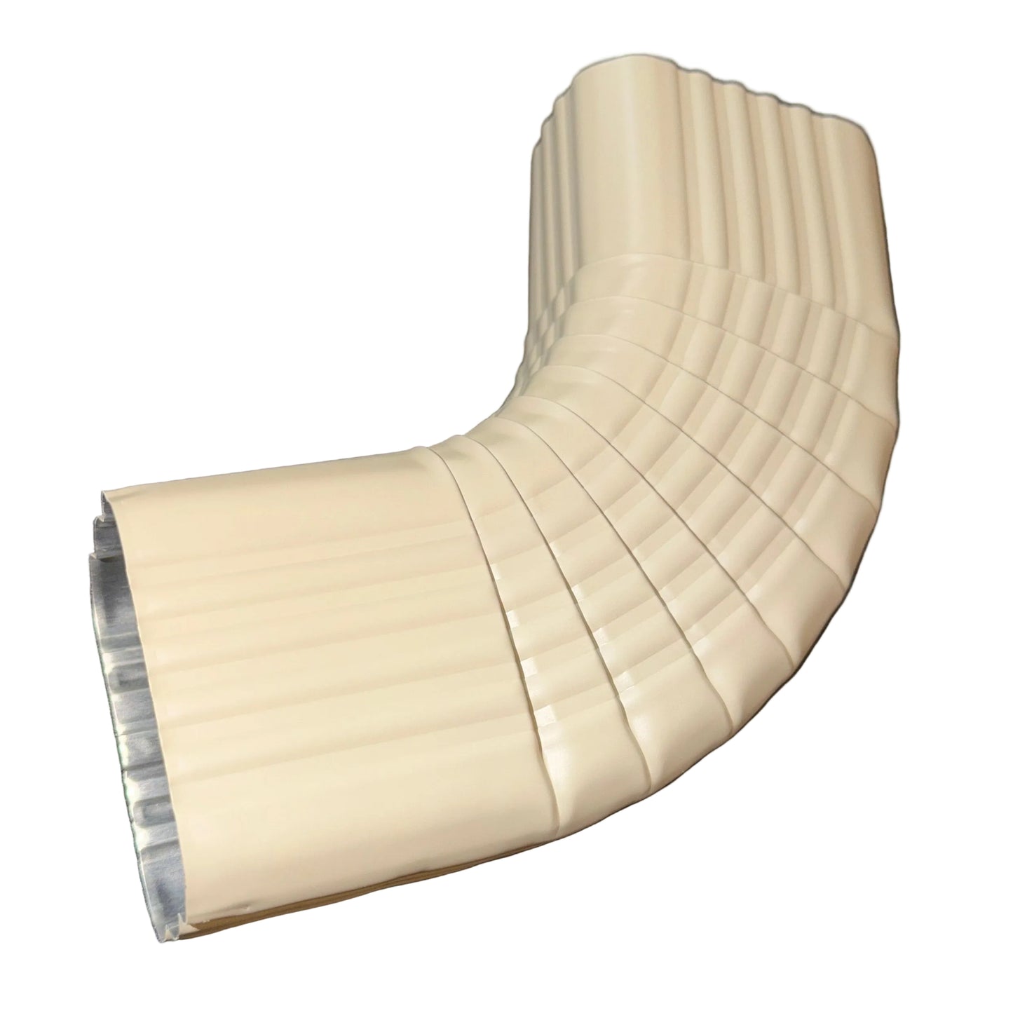 Professional 2x3 Type B downspout elbow 75-degree corrugated aluminum. Superior strength ribbed design in 25+ colors. Optimal water flow. Damascus OR contractor pricing.
