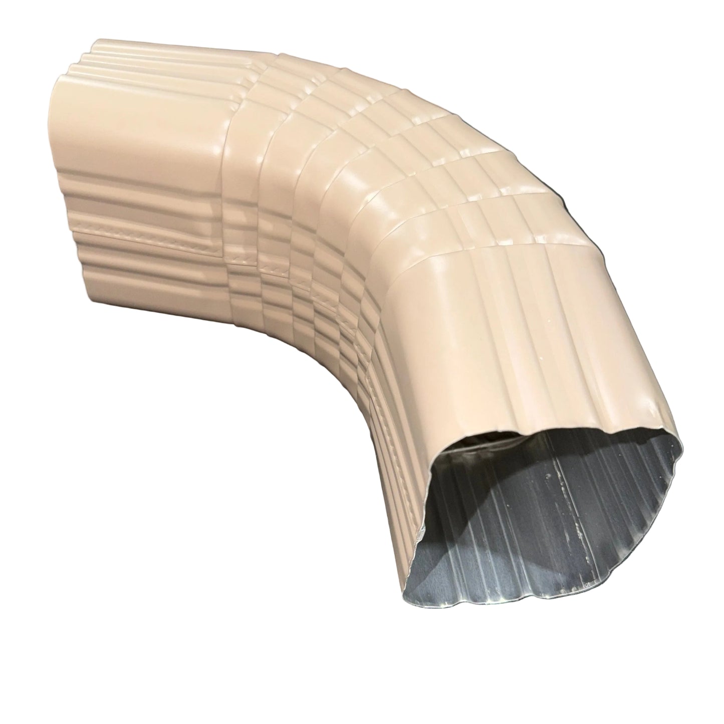 3x4 aluminum downspout elbow 75 degree Type A Style A corrugated ribbed clay brown gutter bend fitting professional grade rectangular profile high capacity drainage tight spaces deep fascia - GutterAll Damascus Oregon