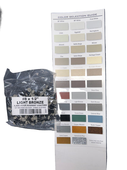 #8 x 1/2" Hex Zip Screws | Aluminum Head | 30 Colors | Damascus OR