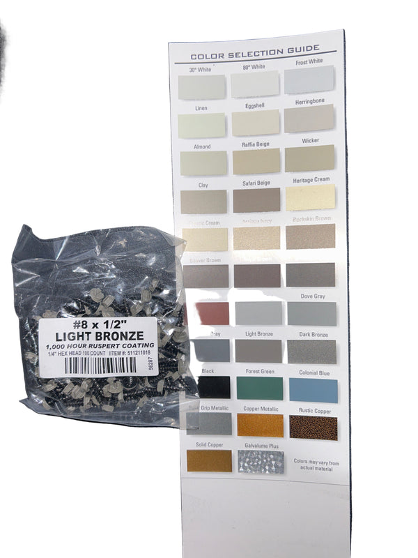 Professional #8 Hex Aluminum Zip Screws – Ruspert Coated | 25+ Color Options | Bulk