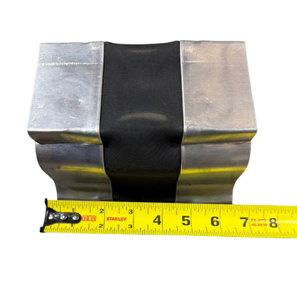 Aluminum gutter expansion joint with curved EPDM rubber flexible insert thermal protection 5 inch 6 inch K-style seamless gutter system GutterAll Damascus Oregon