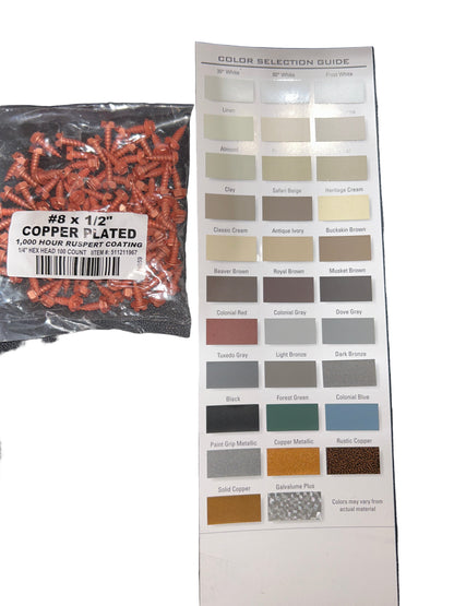 #8 x 1/2" Hex Zip Screws | Aluminum Head | 30 Colors | Damascus OR