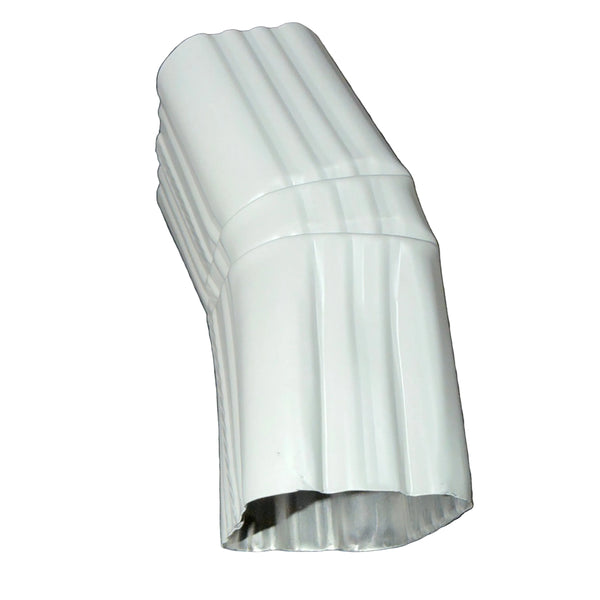 Professional 2x3 Aluminum Downspout Elbow 22.5 Degree Type A showing ribbed construction and smooth interior