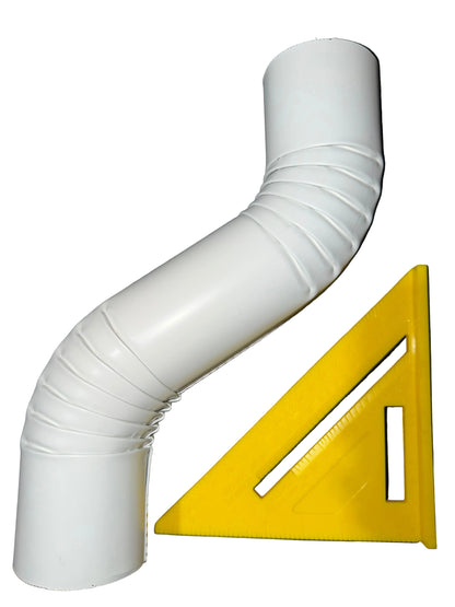 3" Round Double Offset 6" Aluminum Downspout Extension White Professional Grade Gutter