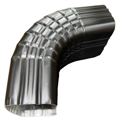 3x4 aluminum downspout elbow 75 degree Type A Style A corrugated ribbed clay brown gutter bend fitting professional grade rectangular profile high capacity drainage tight spaces deep fascia - GutterAll Damascus Oregon