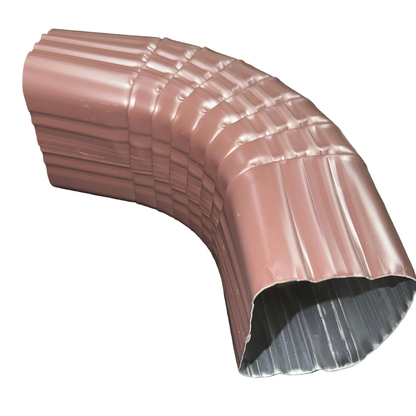 3x4 aluminum downspout elbow 75 degree Type A Style A corrugated ribbed clay brown gutter bend fitting professional grade rectangular profile high capacity drainage tight spaces deep fascia - GutterAll Damascus Oregon