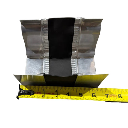 Aluminum gutter expansion joint with curved EPDM rubber flexible insert thermal protection 5 inch 6 inch K-style seamless gutter system GutterAll Damascus Oregon