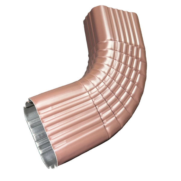 Professional 2x3 Type B downspout elbow 75-degree corrugated aluminum. Superior strength ribbed design in 25+ colors. Optimal water flow. Damascus OR contractor pricing.
