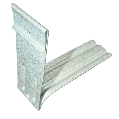 Durable copper and white gutter spacer brackets for half-round gutters.