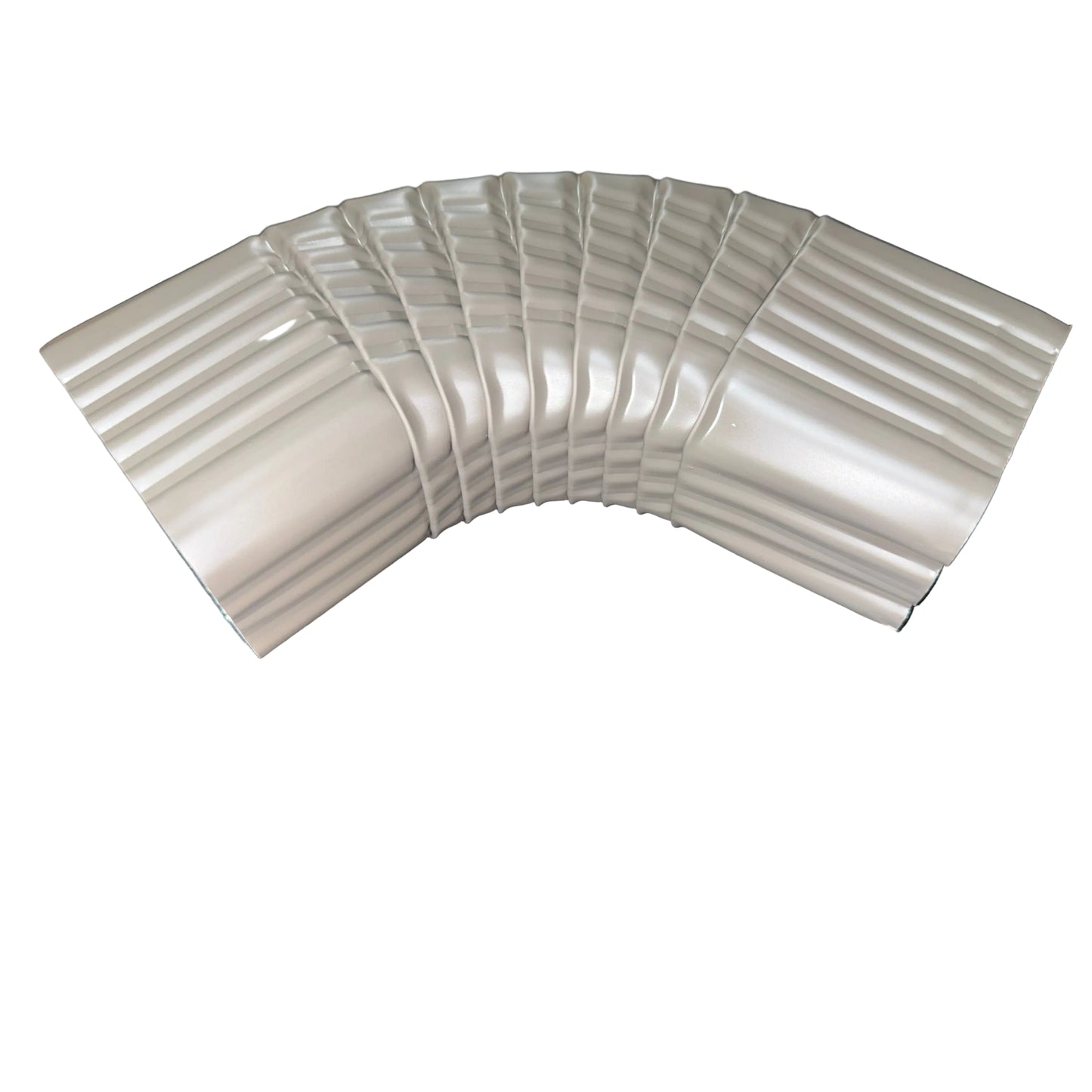 Professional 2x3 Type B downspout elbow 75-degree corrugated aluminum. Superior strength ribbed design in 25+ colors. Optimal water flow. Damascus OR contractor pricing.
