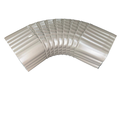 Professional 2x3 Type B downspout elbow 75-degree corrugated aluminum. Superior strength ribbed design in 25+ colors. Optimal water flow. Damascus OR contractor pricing.
