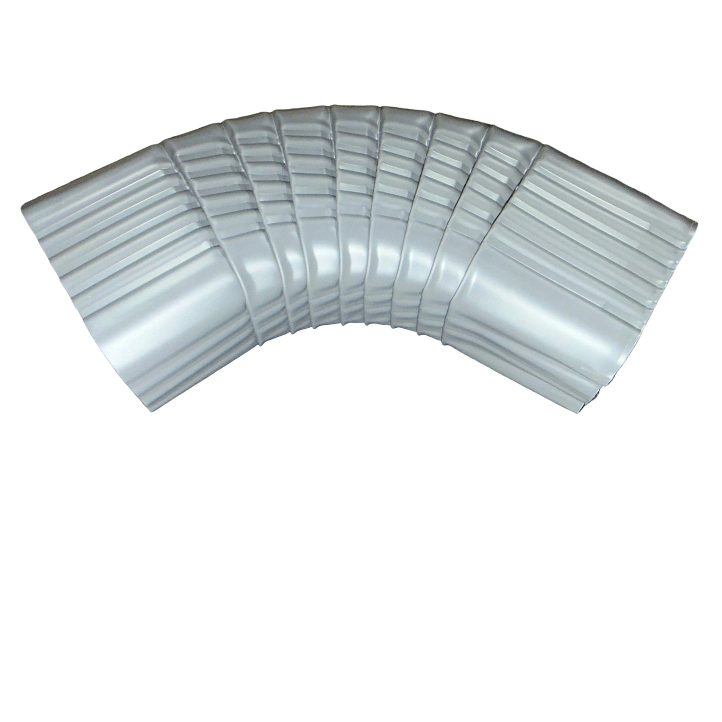 Professional 2x3 Type B downspout elbow 75-degree corrugated aluminum. Superior strength ribbed design in 25+ colors. Optimal water flow. Damascus OR contractor pricing.
