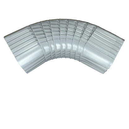 Professional 2x3 Type B downspout elbow 75-degree corrugated aluminum. Superior strength ribbed design in 25+ colors. Optimal water flow. Damascus OR contractor pricing.
