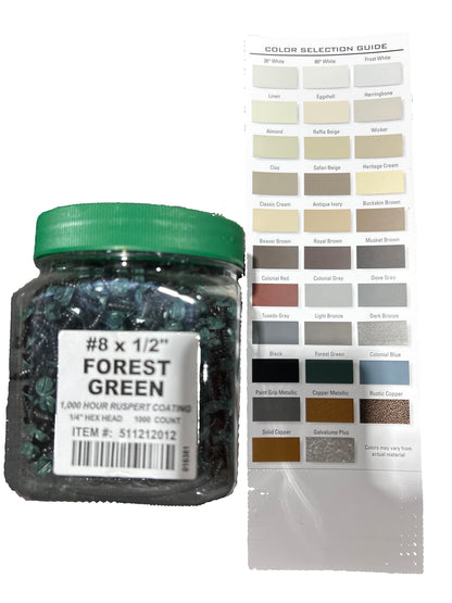 #8 x 1/2" Hex Zip Screws | Aluminum Head | 30 Colors | Damascus OR