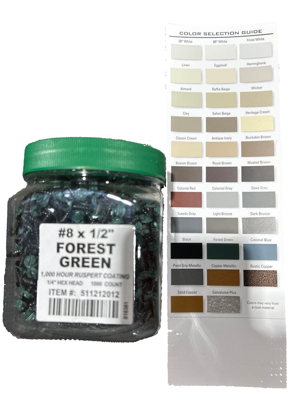 Professional #8 Hex Aluminum Zip Screws – Ruspert Coated | 25+ Color Options | Bulk