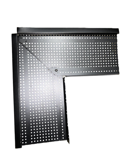 Black Alu-Rex T-Rex gutter corner with perforated aluminum design