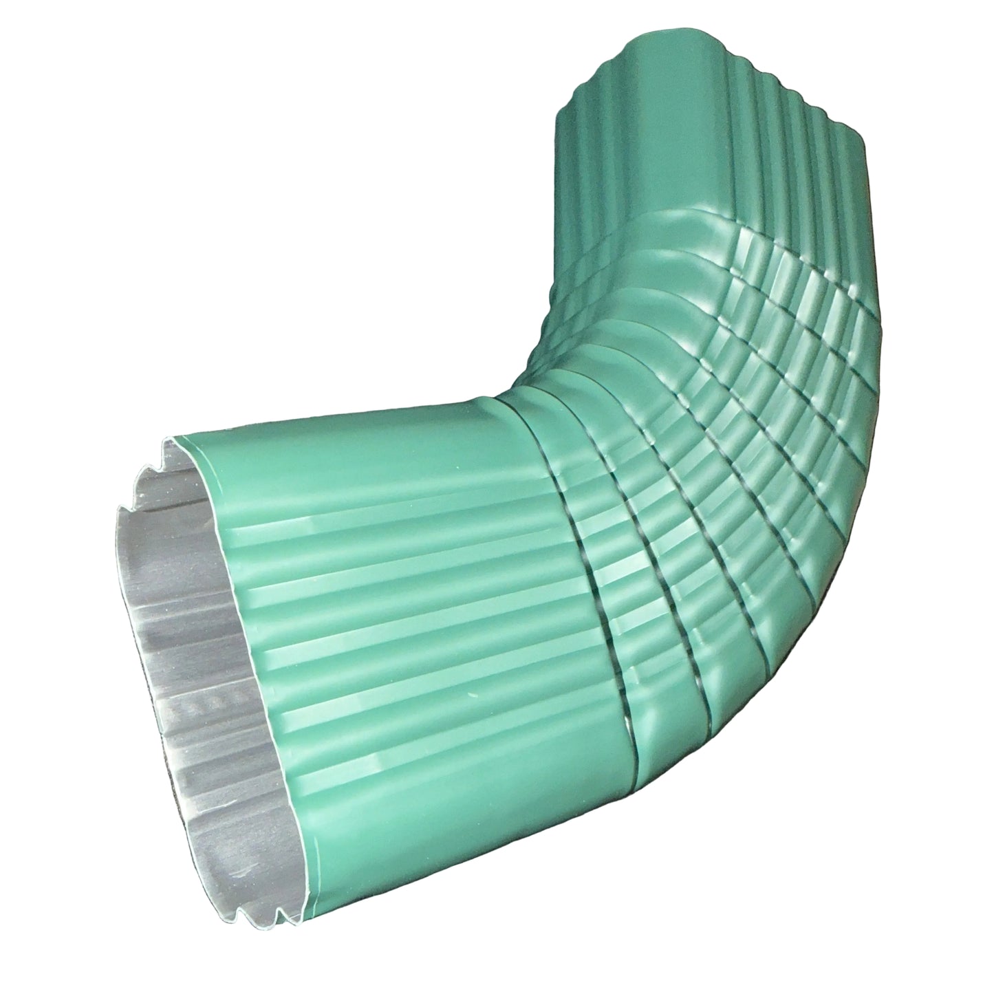 Professional 2x3 Type B downspout elbow 75-degree corrugated aluminum. Superior strength ribbed design in 25+ colors. Optimal water flow. Damascus OR contractor pricing.
