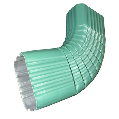Professional 2x3 Type B downspout elbow 75-degree corrugated aluminum. Superior strength ribbed design in 25+ colors. Optimal water flow. Damascus OR contractor pricing.
