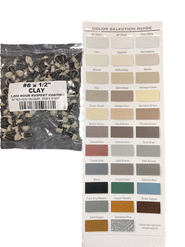 Professional #8 Hex Aluminum Zip Screws – Ruspert Coated | 25+ Color Options | Bulk