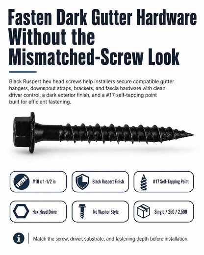 Speed Master black hex head screw for gutter hangers and fascia hardware