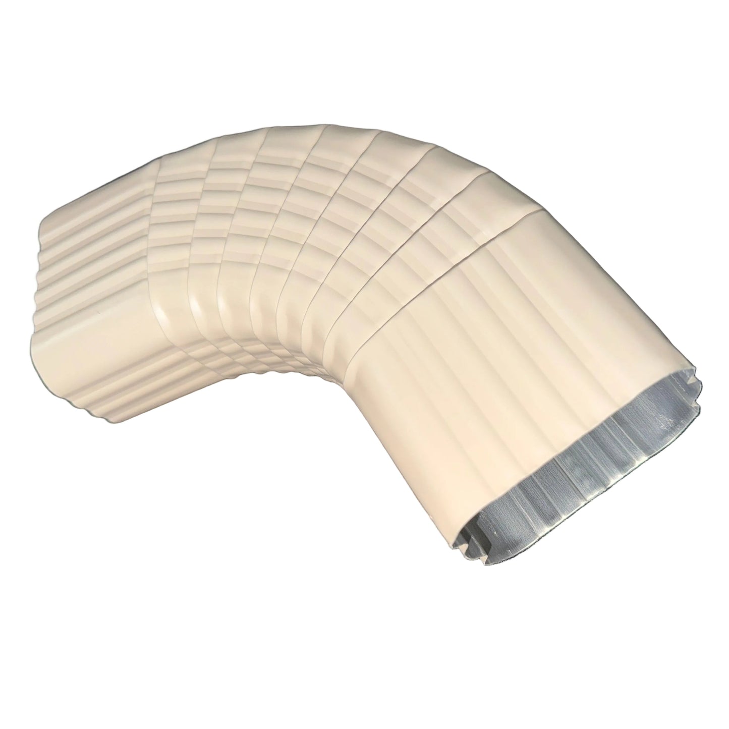 Professional 2x3 Type B downspout elbow 75-degree corrugated aluminum. Superior strength ribbed design in 25+ colors. Optimal water flow. Damascus OR contractor pricing.
