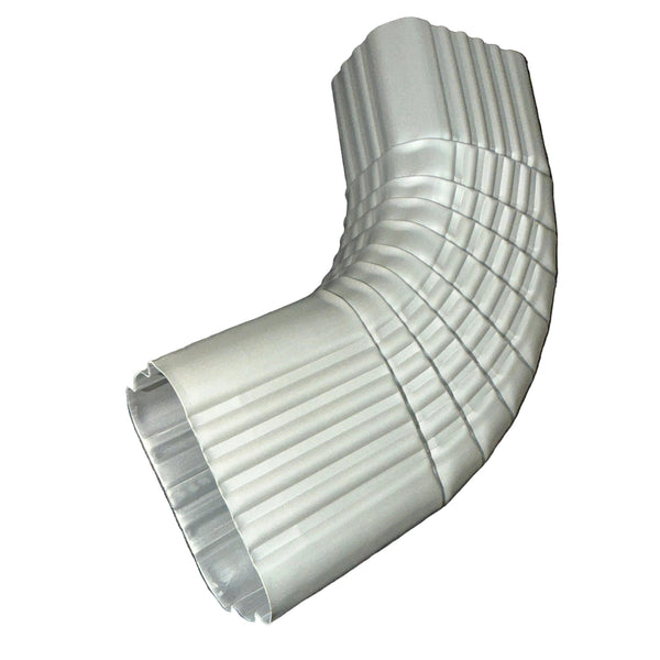 Professional 2x3 Type B downspout elbow 75-degree corrugated aluminum. Superior strength ribbed design in 25+ colors. Optimal water flow. Damascus OR contractor pricing.
