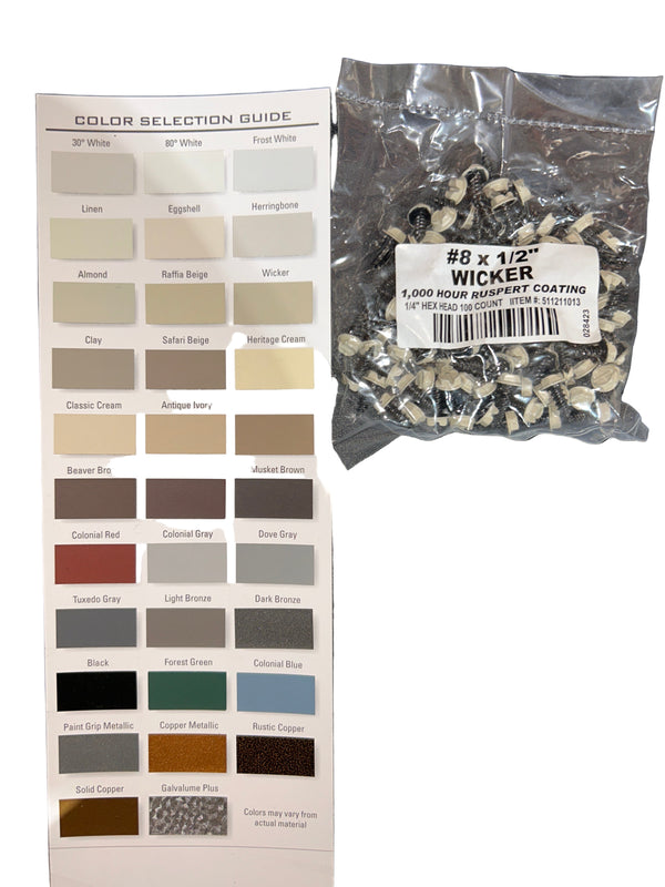 Professional #8 Hex Aluminum Zip Screws – Ruspert Coated | 25+ Color Options | Bulk